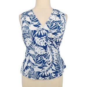 Ann Taylor Tropical Leaf Palm Print Wrap Blouse